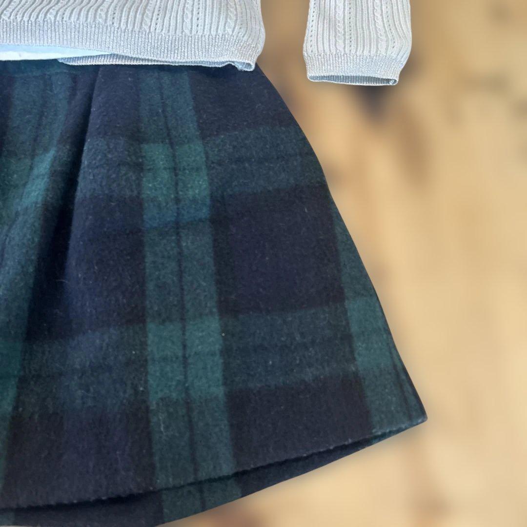 ファミリア　お出かけコーデ　130 女の子　カーディガン　ブラウス　スカート