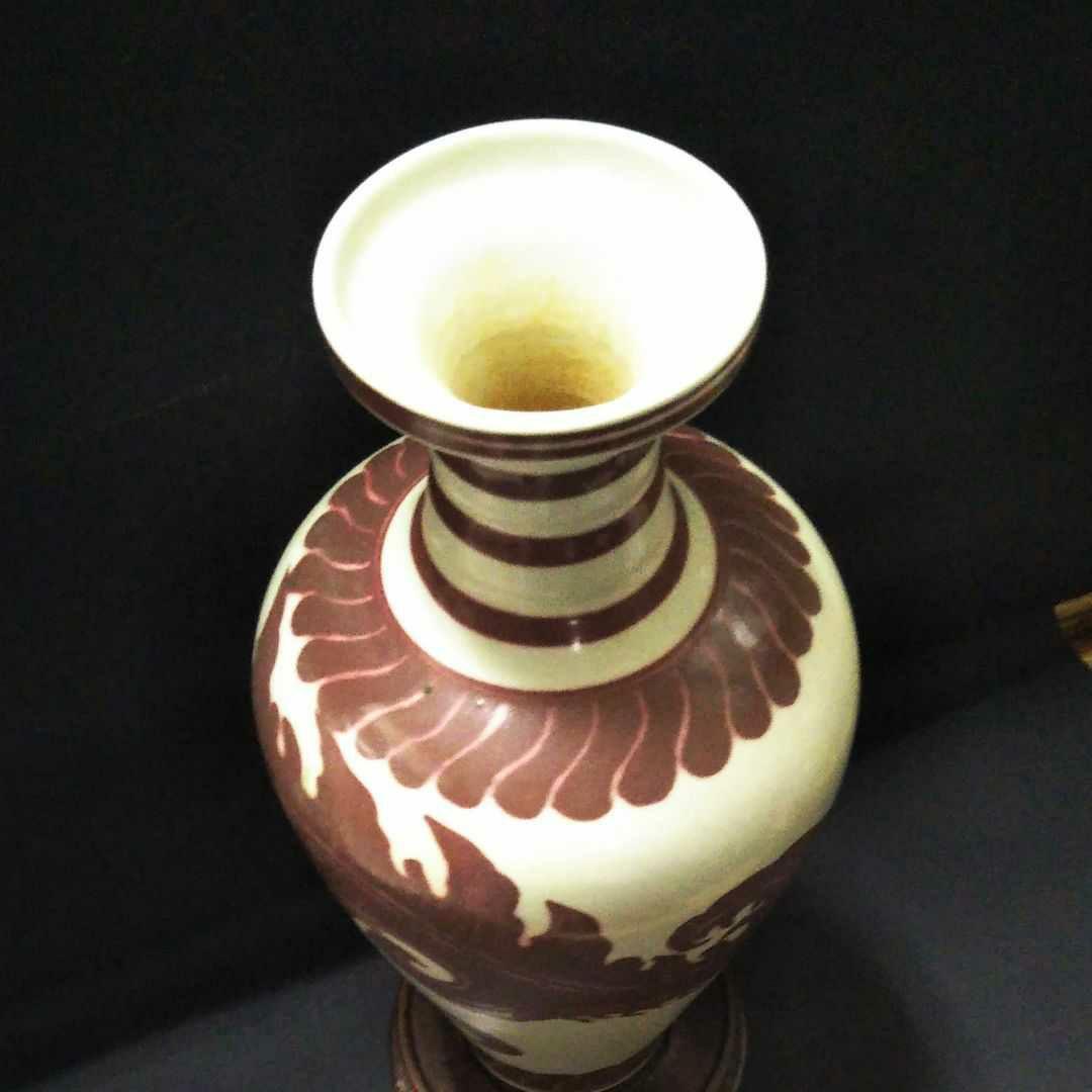 中国古美術/釉裏紅龍紋大瓶/