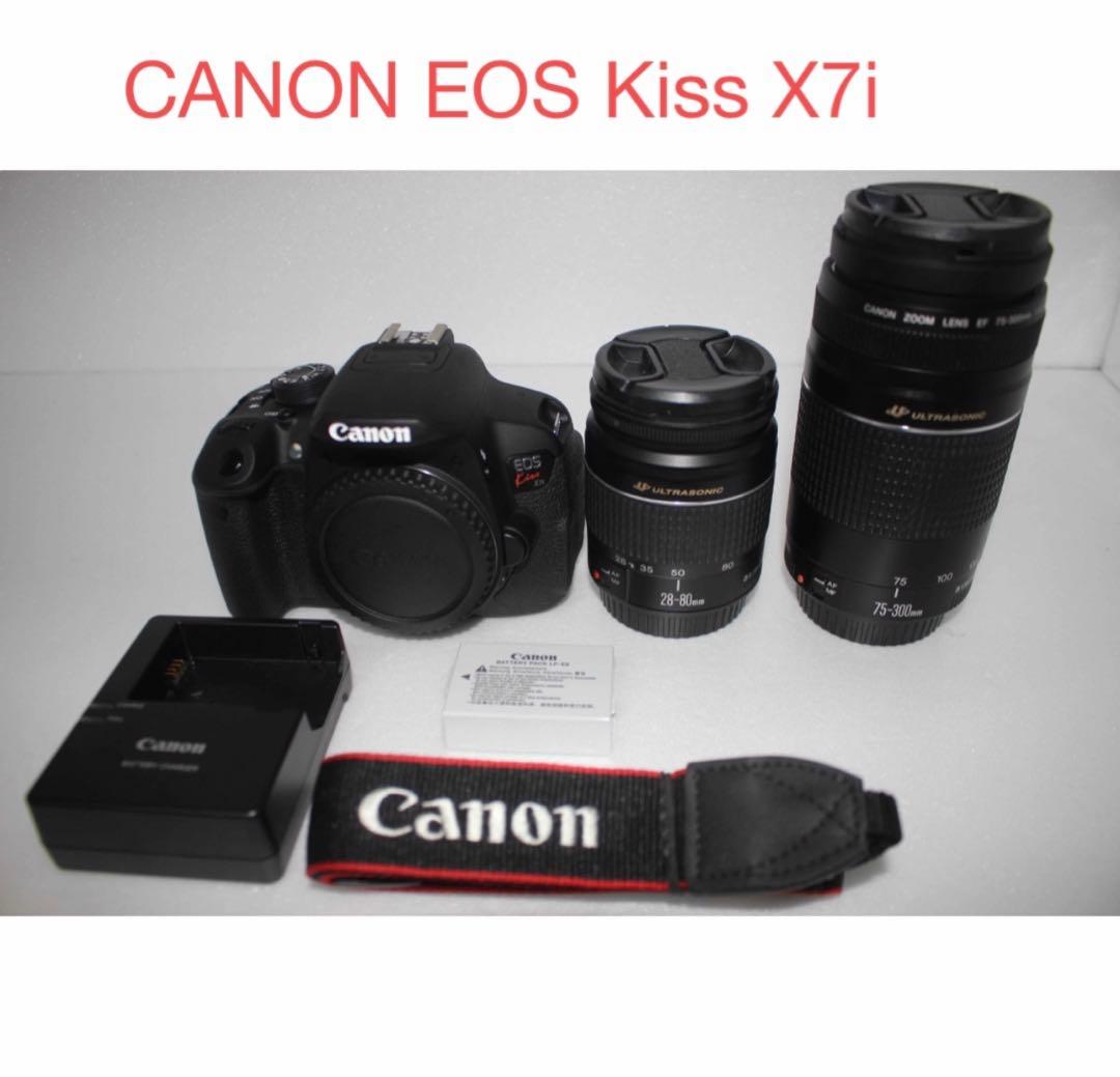 動画対応/キャノン canon kiss x7i 標準&望遠ダブルレンズセット 1800万画素/キャノンCanon kiss x7i標準&望遠ダブルレンズセット CANON