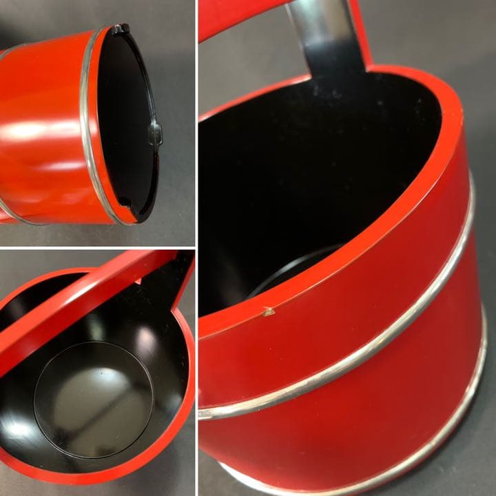 D868 送料無料 朱手桶 水指 秀岳造 共箱 茶室 茶道具 漆芸