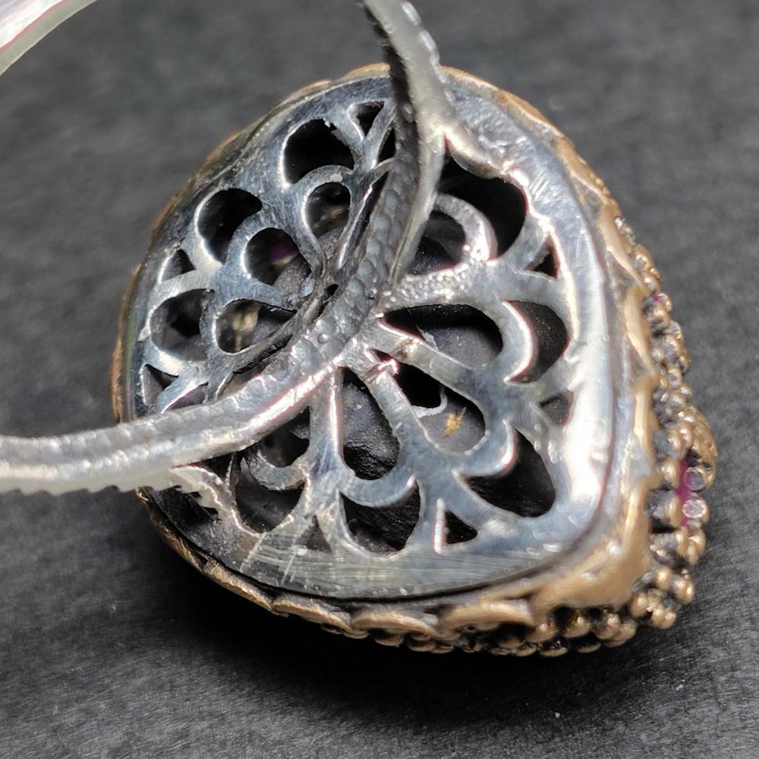 ヴィンテージリング　SILVER　トパーズ　ルビー　メレダイヤ