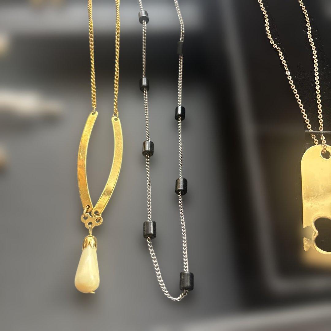 遺品整理・生前整理品］クリスタル 真珠 ゴールド ネックレス 指輪