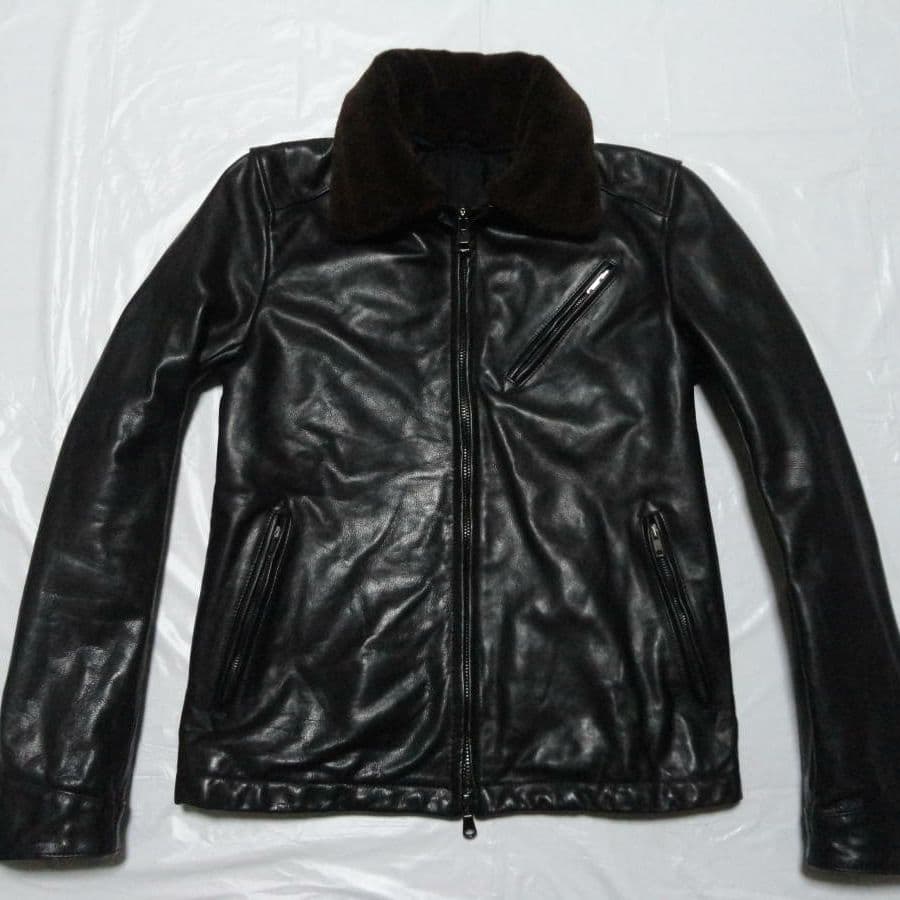 中綿シンサレート ラウンジリザード キップ・レザージャケット 黒3