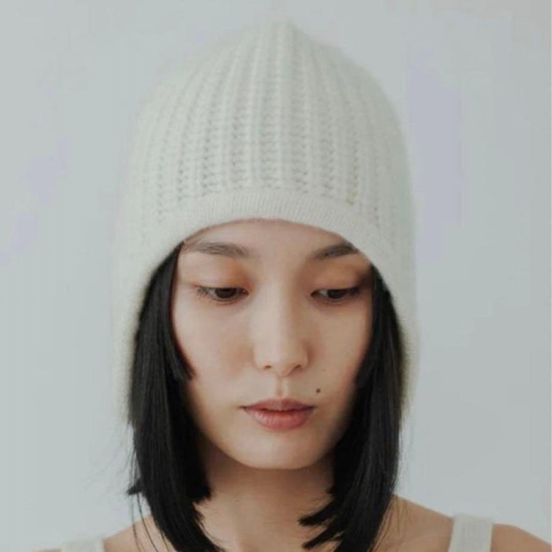 美品!! yo biotop カシミヤ100% フライトキャップ ニット帽 yo biotop