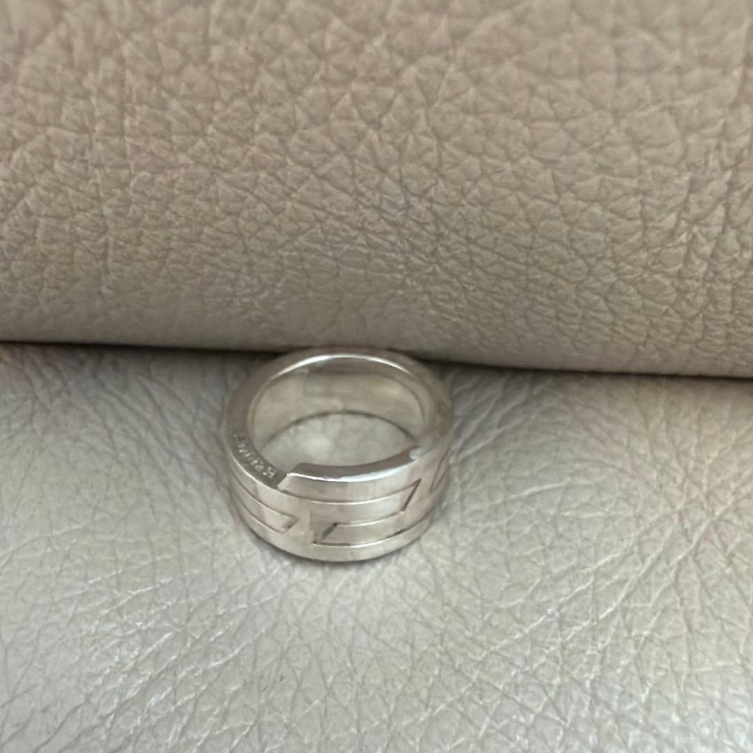 HERMES シルバー ストライプリング