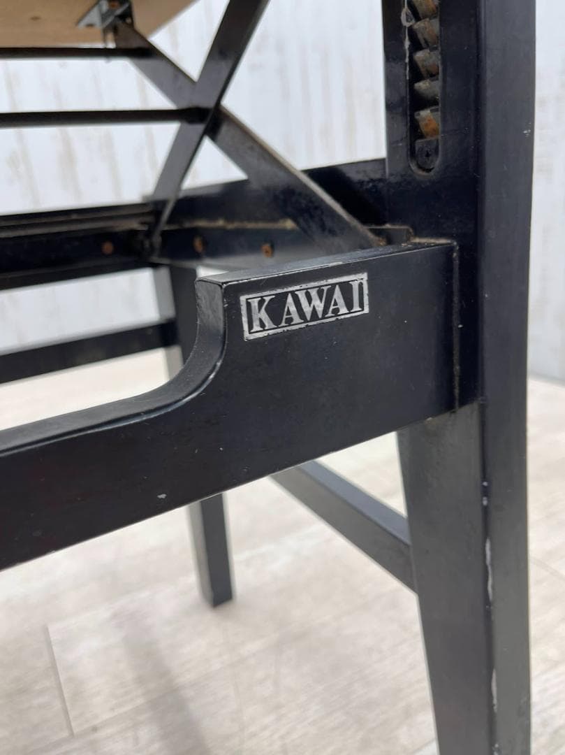 カワイ トムソン椅子 黒 高さ調整可能 ピアノ椅子 背もたれ KAWAI