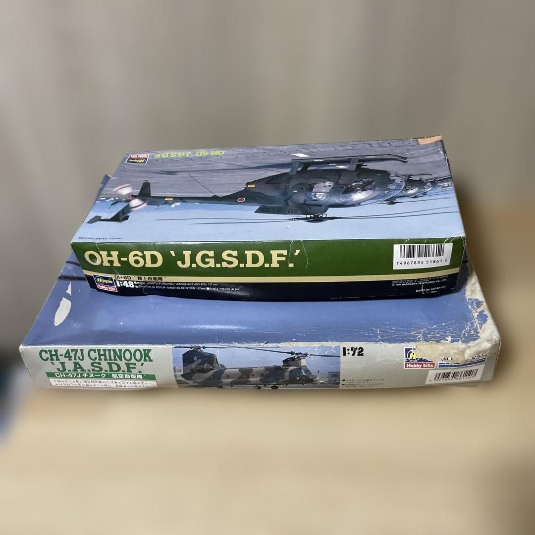 陸上自衛隊 後方支援航空 CH-47J＋OH-6D 2機セット. Ln491