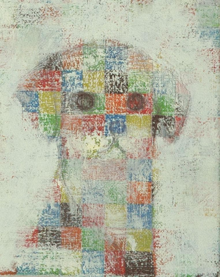 油絵 菅家令子 絵 絵画インテリア額付(黒) F4-072419 子猫犬 女の子