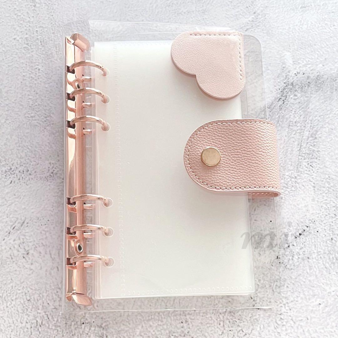 A6バインダー 手帳 saving バインダー貯金 クリア リフィル 家計ピンク