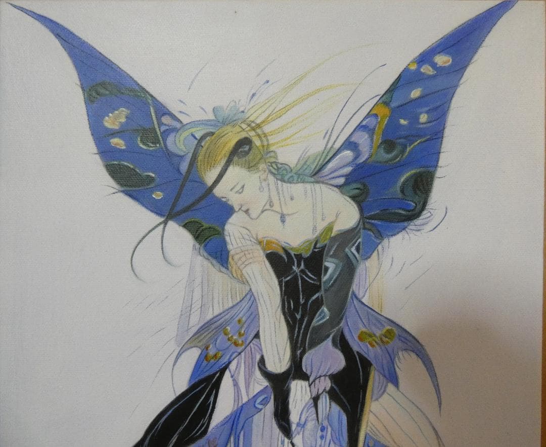 絵画 油彩 天野喜孝「人物」 サイン F6 額装済み 肉筆手描き