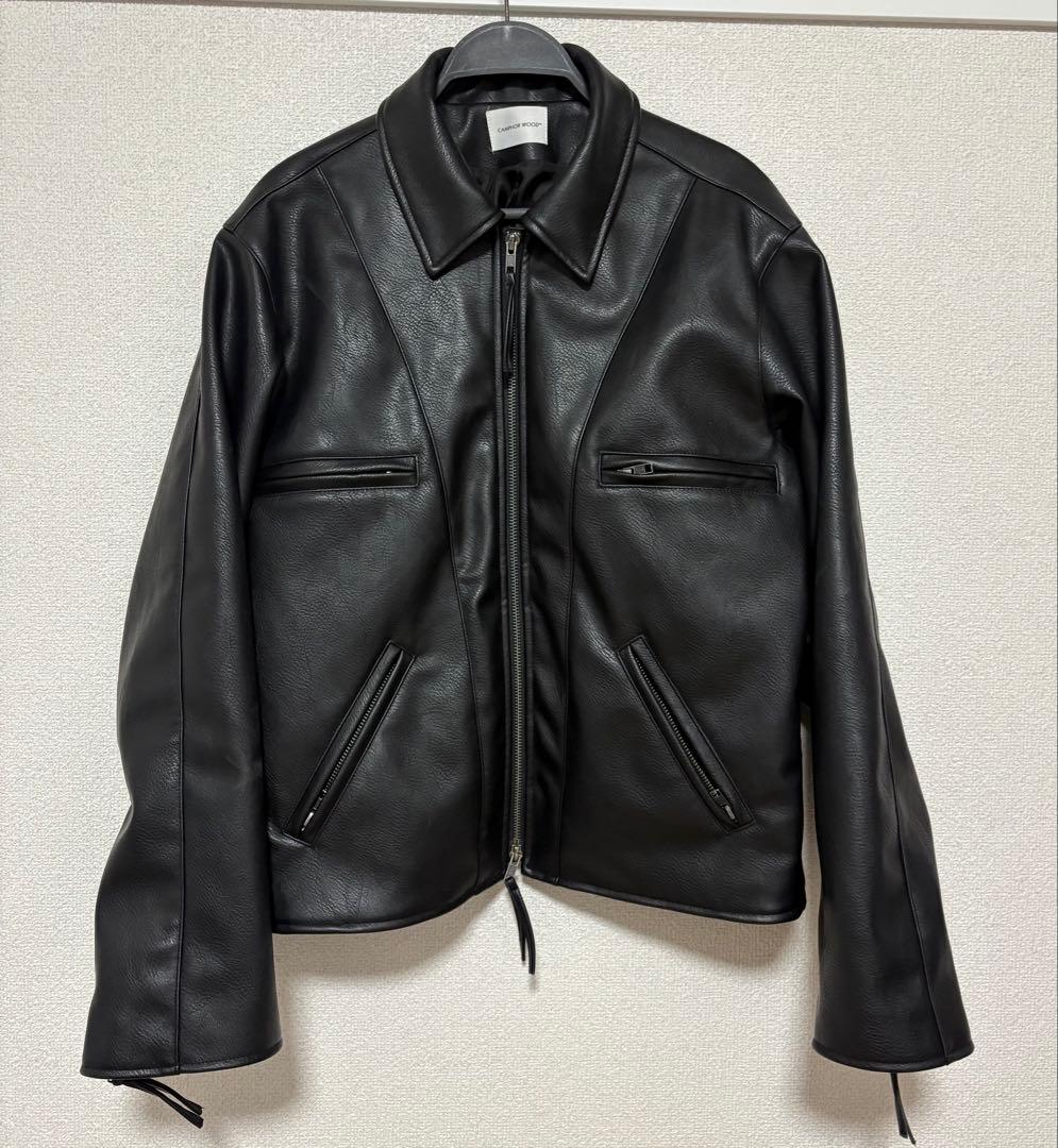 Camphor wood zipped leather sport jacket