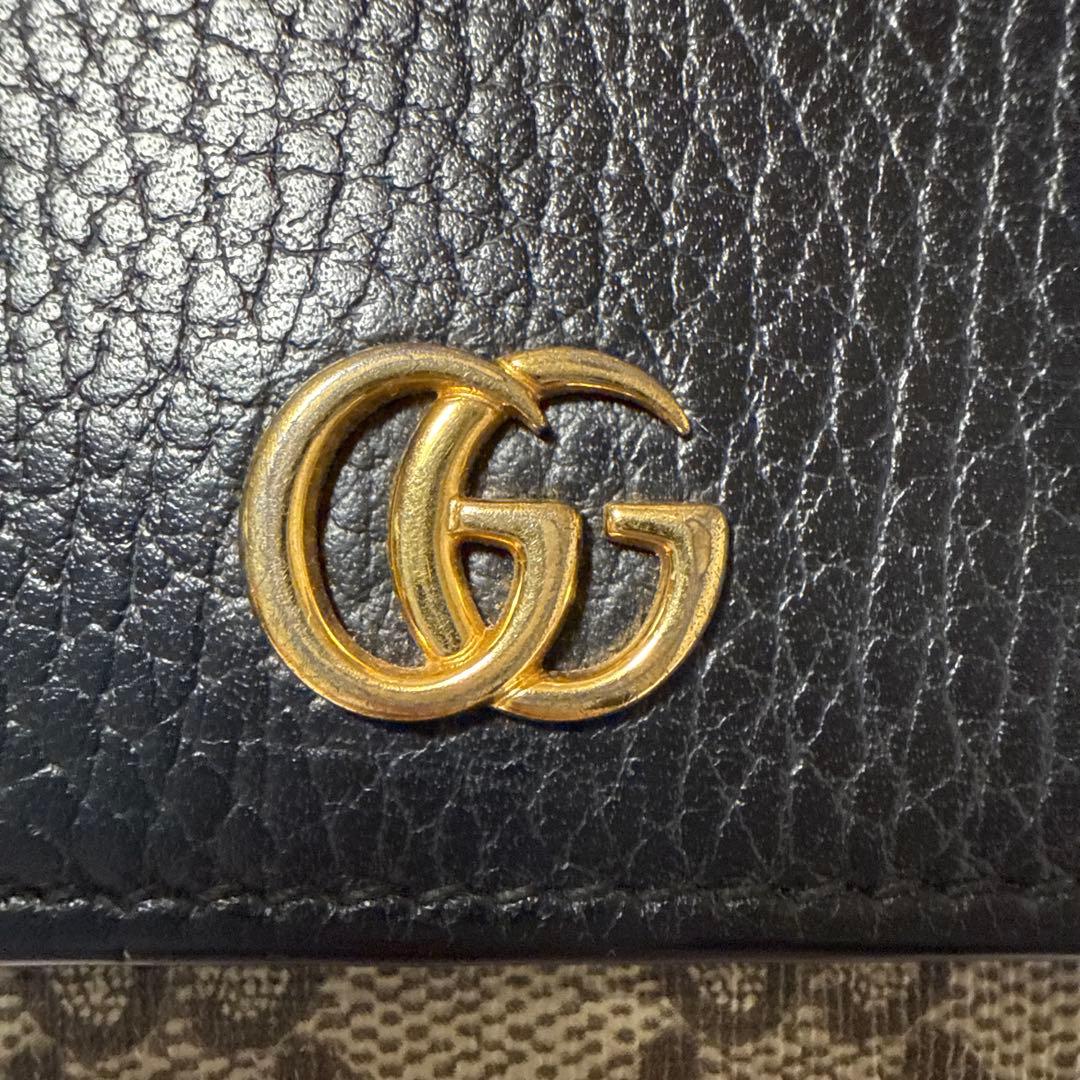 GUCCI 二つ折り財布 黒 ベージュ マーモント 正規品