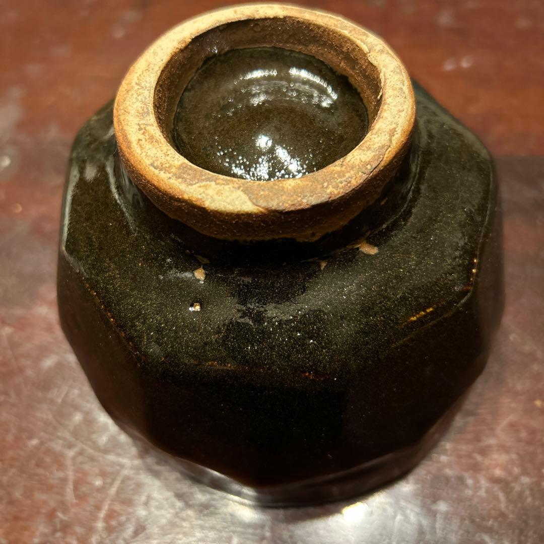 浜田晋作 益子焼 白釉 面取 茶碗 共箱 略歴付 茶道具 ※海外