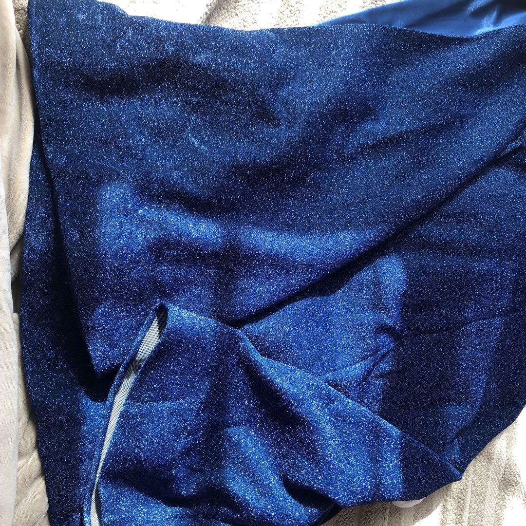 jean maclean 高級ロングドレス　ワンショルダー　ロイヤルブルー　ラメ