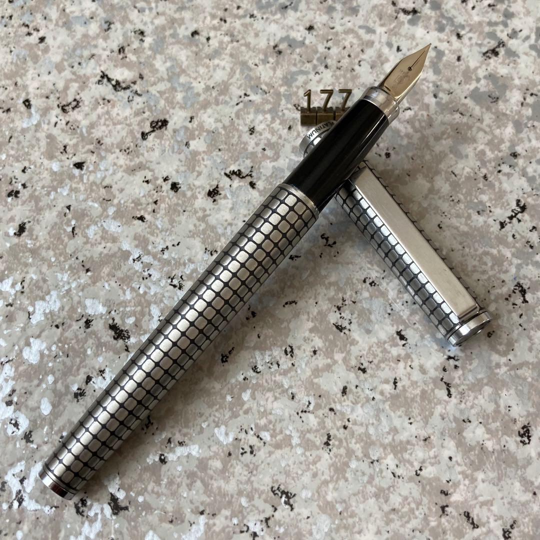 177 オーバーホール済み 万年筆 PLATINUM 蝕刻 14k WG - メルカリ