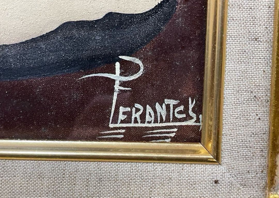 真作保証 特大 タヒチ絵画 油絵 肉筆 額装 美術品 海外 フラントス