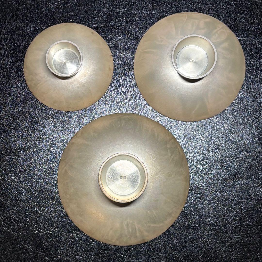 ☆金属工芸 純銀 盃3個セット！約315g！純銀刻印！箱付！☆