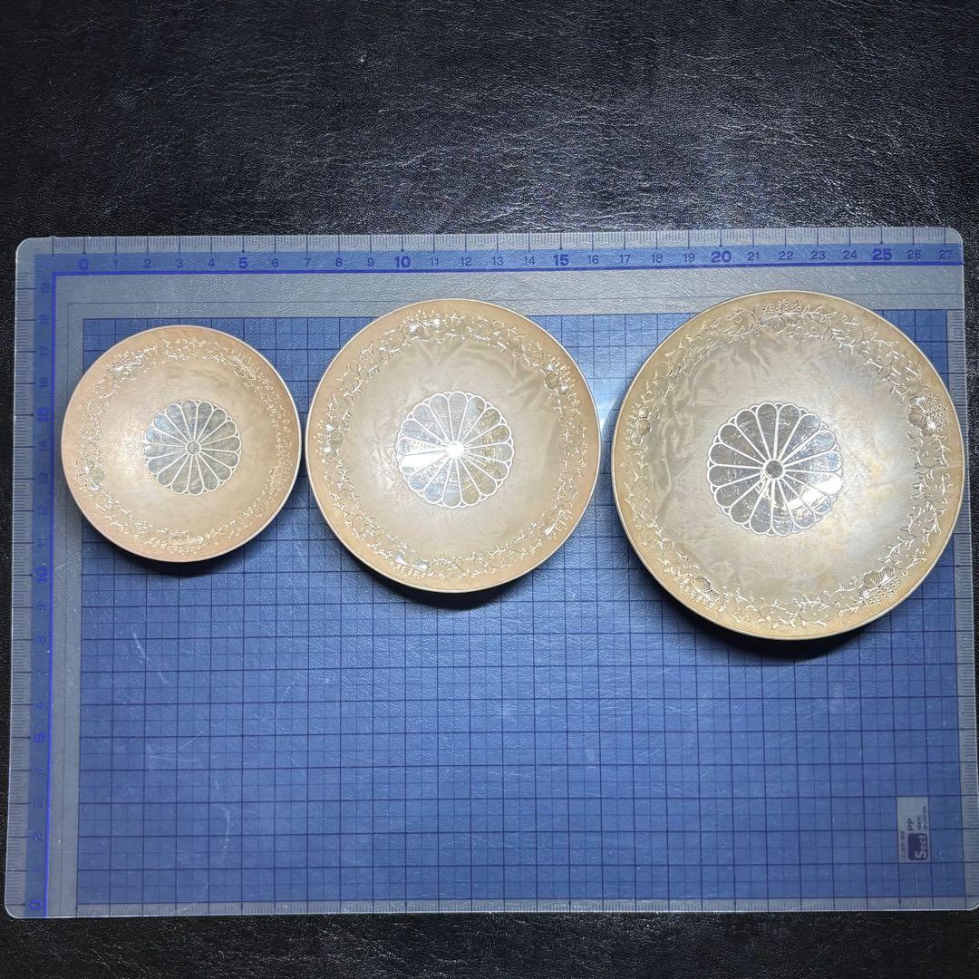 ☆金属工芸 純銀 盃3個セット！約315g！純銀刻印！箱付！☆