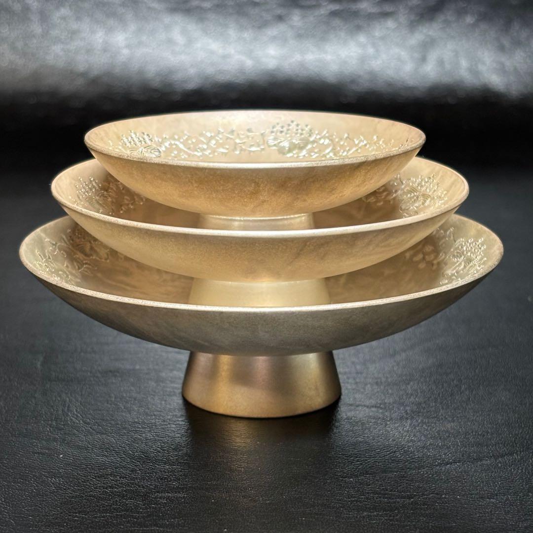 ☆金属工芸 純銀 盃3個セット！約315g！純銀刻印！箱付！☆