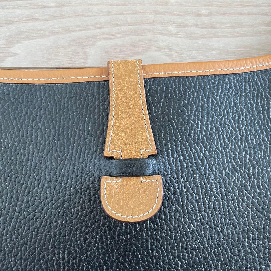 エルメス エヴリンGM 刻印あり 黒×ナチュラル バイカラー ゴールド金具