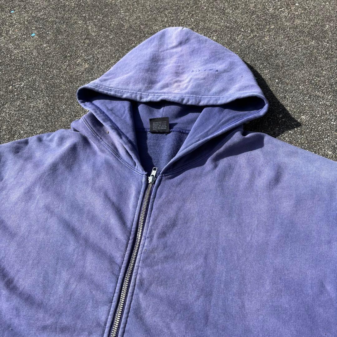 ナス紺 フェード 90s 00s vintage ダブルジップパーカー ボロ