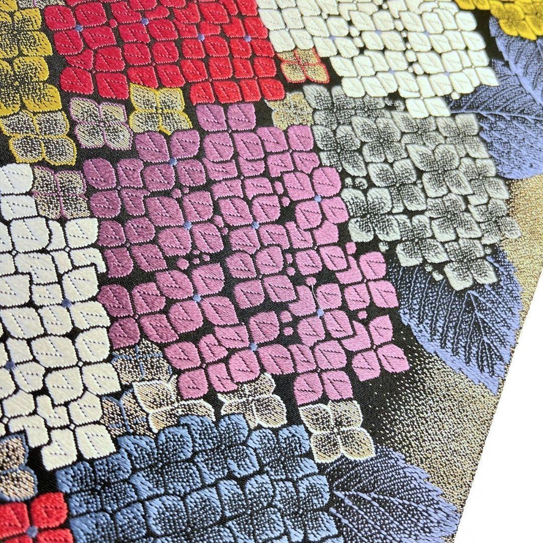 正絹袋帯金箔花刺繍 袋帯 宝彩 24金箔 プラチナ箔 美しい花模様 金銀糸