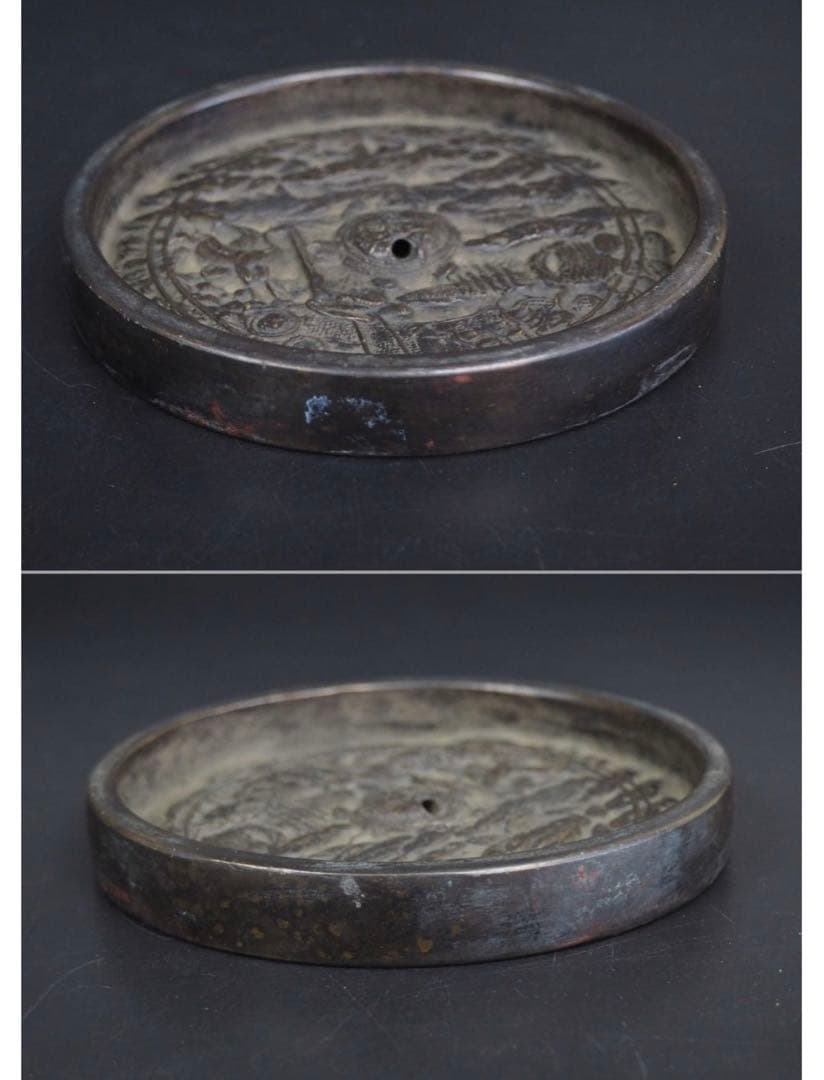 送料無料 室町時代～江戸初期 『天下一』銘蓬莱鏡蓬莱山霊亀図鏡・古