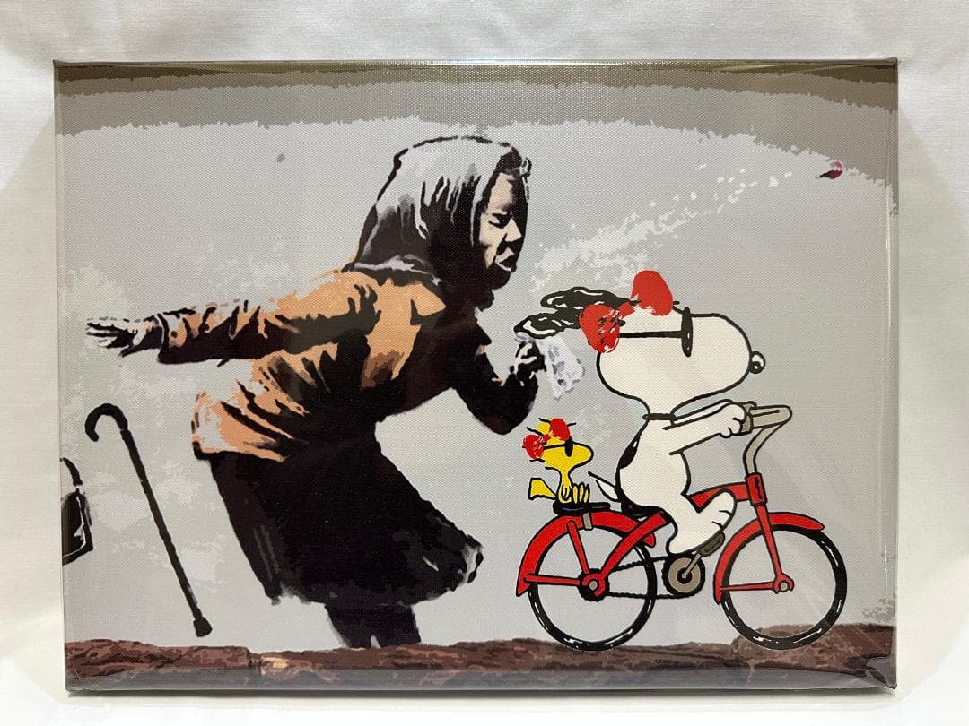 世界限定100枚】DEATH NYC 布 額付アート スヌーピー Banksy