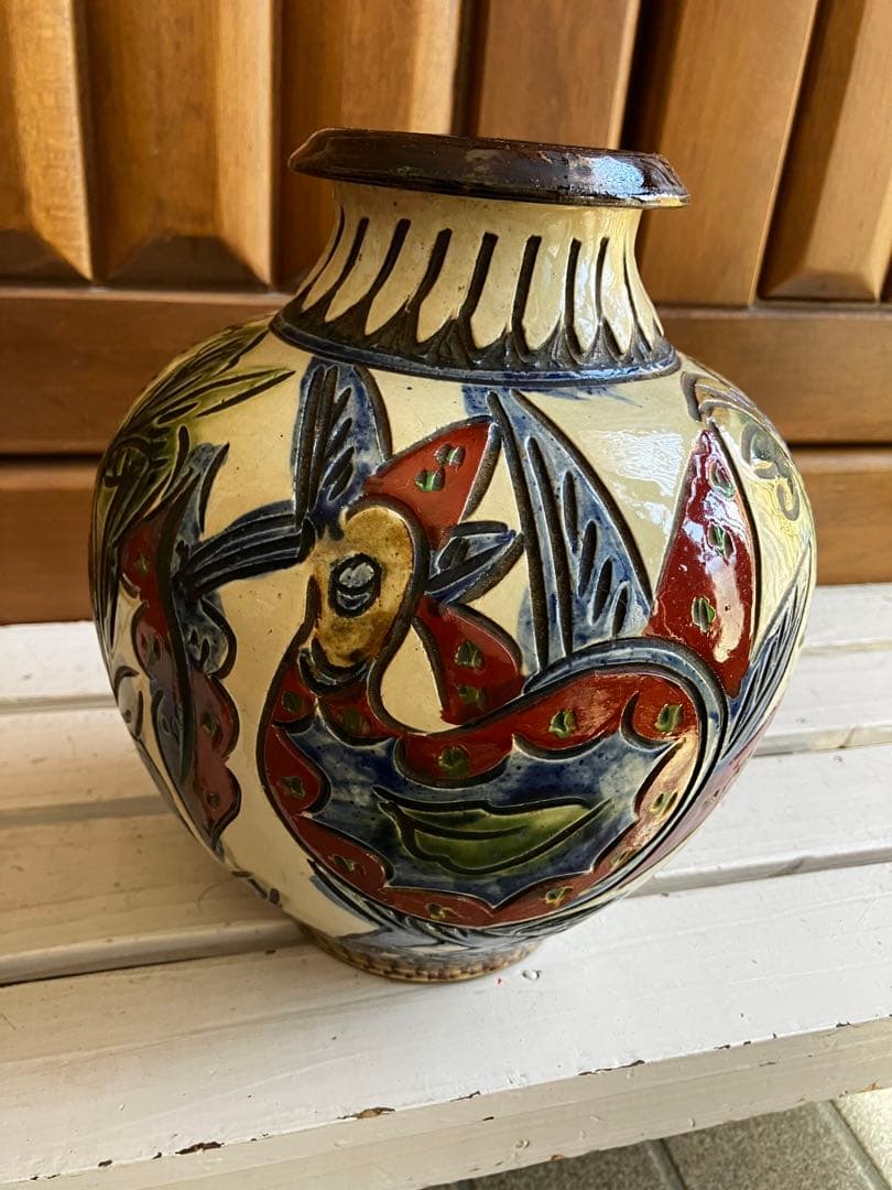 琉球沖縄【故】島常賀陶板シーサー ヤチムンやちむん壺屋焼