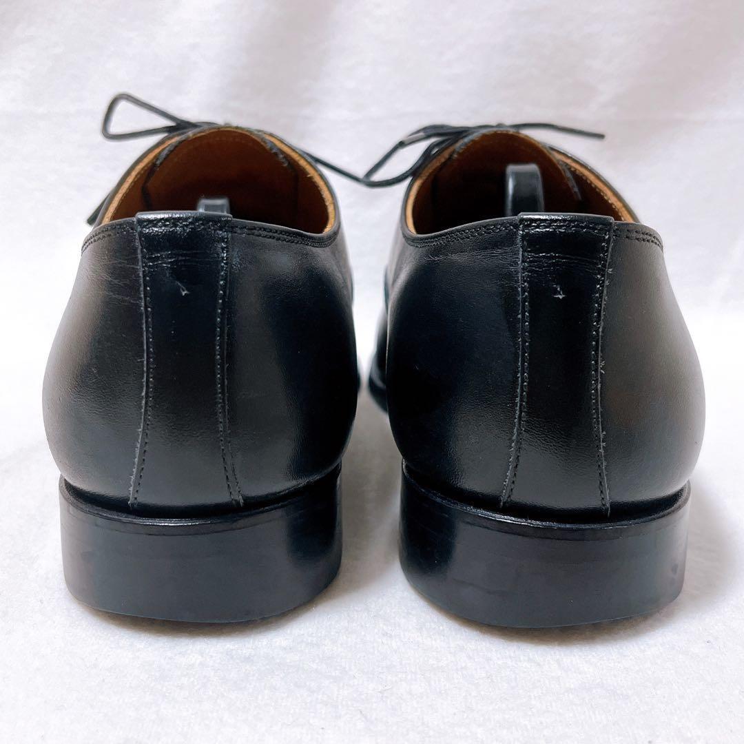 美品 スコッチグレイン 革靴 黒23.5 内羽根 ストレートチップ 黒 0106