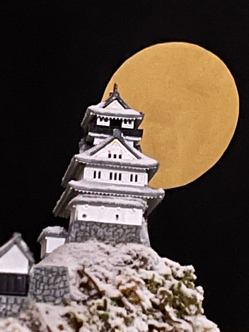 岐阜城　模型 プラモデル　組立済　完成品（雪　冬仕様）