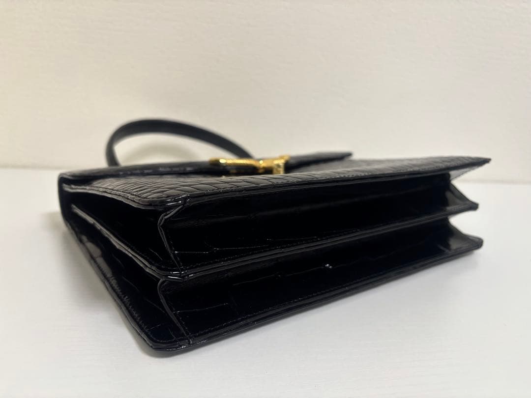 超美品 LONGINES ロンジン クロコダイル ブラック ハンドバッグ