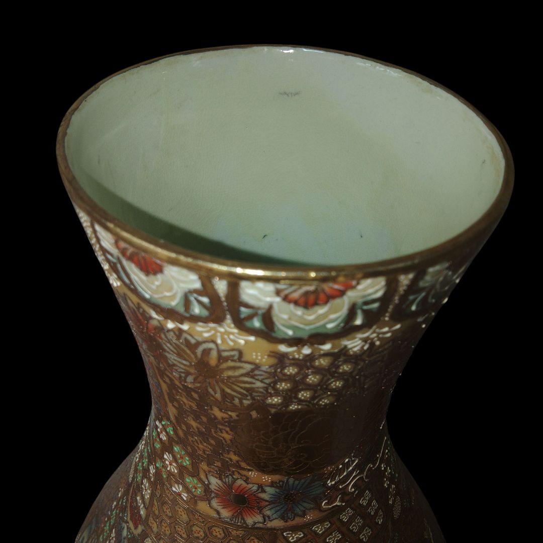 薩摩銘 金彩人物図瓢箪壺 大壺 飾壺 鑑賞用