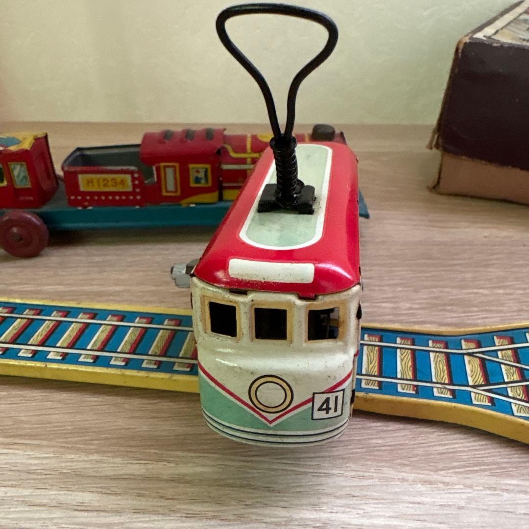 ブリキ ロータリー電車 蒸気機関車 2点 昭和レトロ アンティーク 日本製