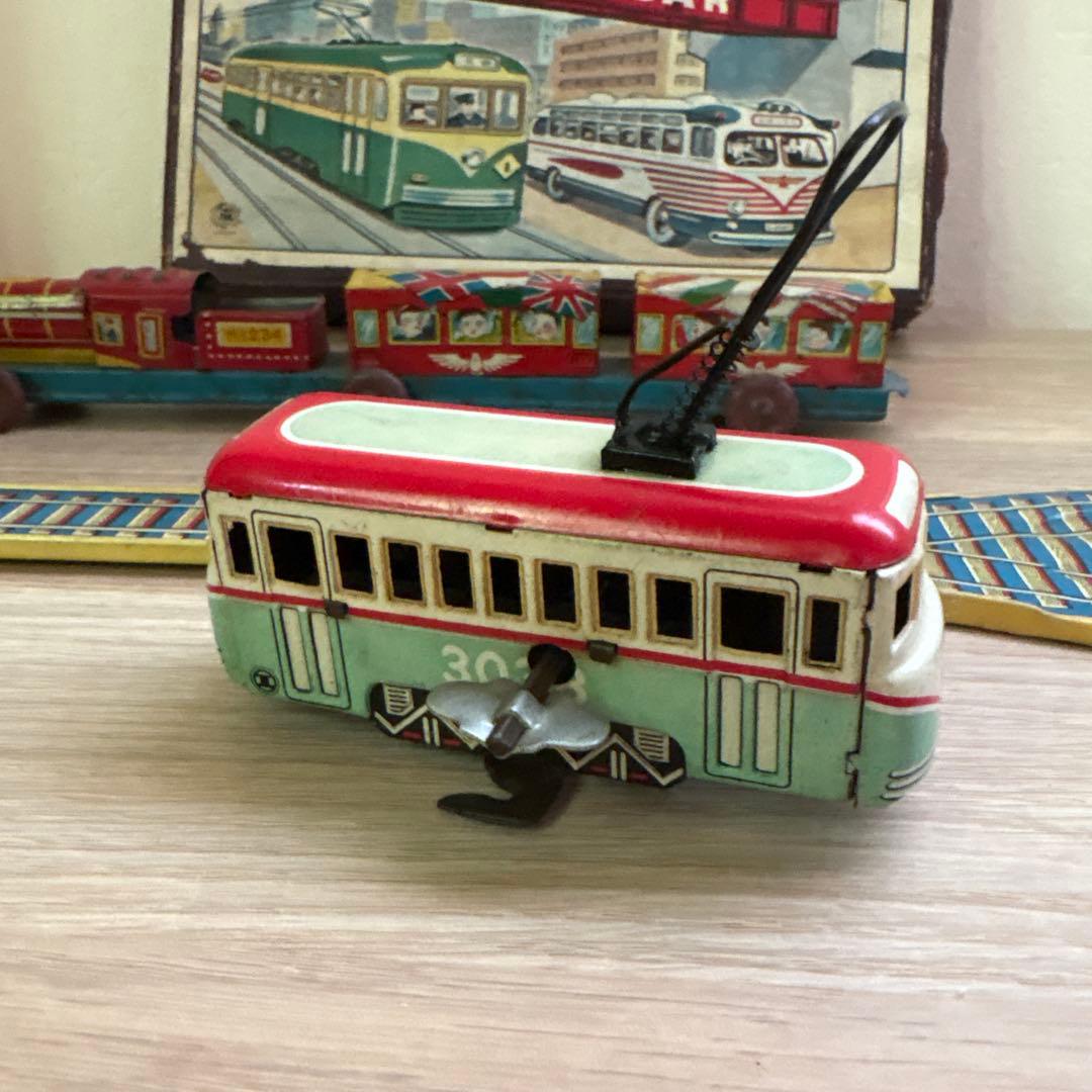 ブリキ ロータリー電車 蒸気機関車 2点 昭和レトロ アンティーク 日本製