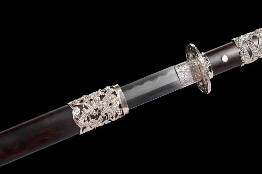 【白銅竜紋】古兵器 武具 刀装具 日本刀　模造刀 居合刀 武士道 鑑賞用 美術刀