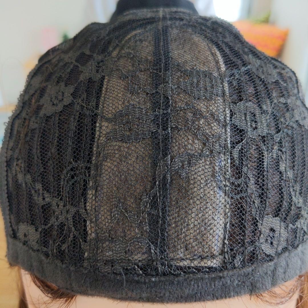 ★サラサラ人毛100%★外ハネレイヤー　ブラウン　後れ毛・うぶ毛カット済み