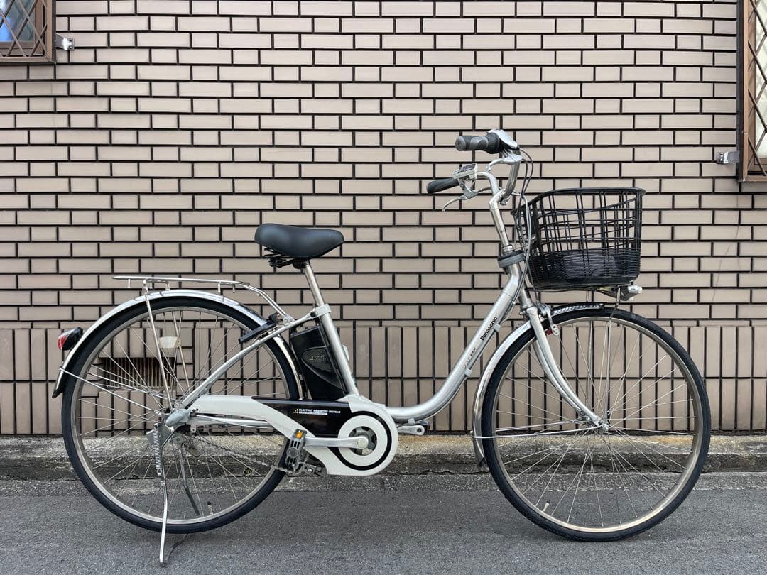 電動アシスト自転車 シルバー 前バスケット付き