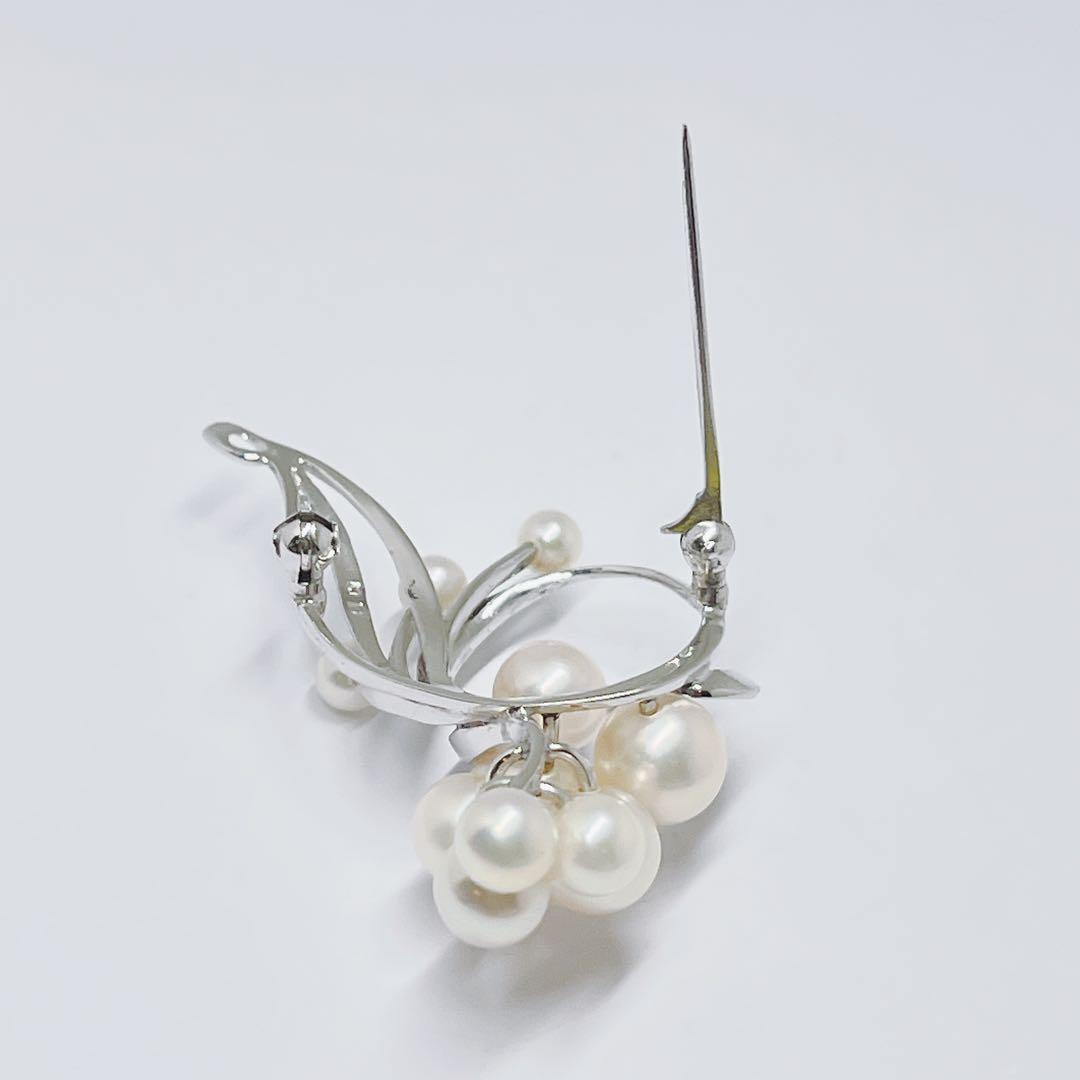MIKIMOTO ミキモト パール ブローチ コサージュ フラワー シルバー
