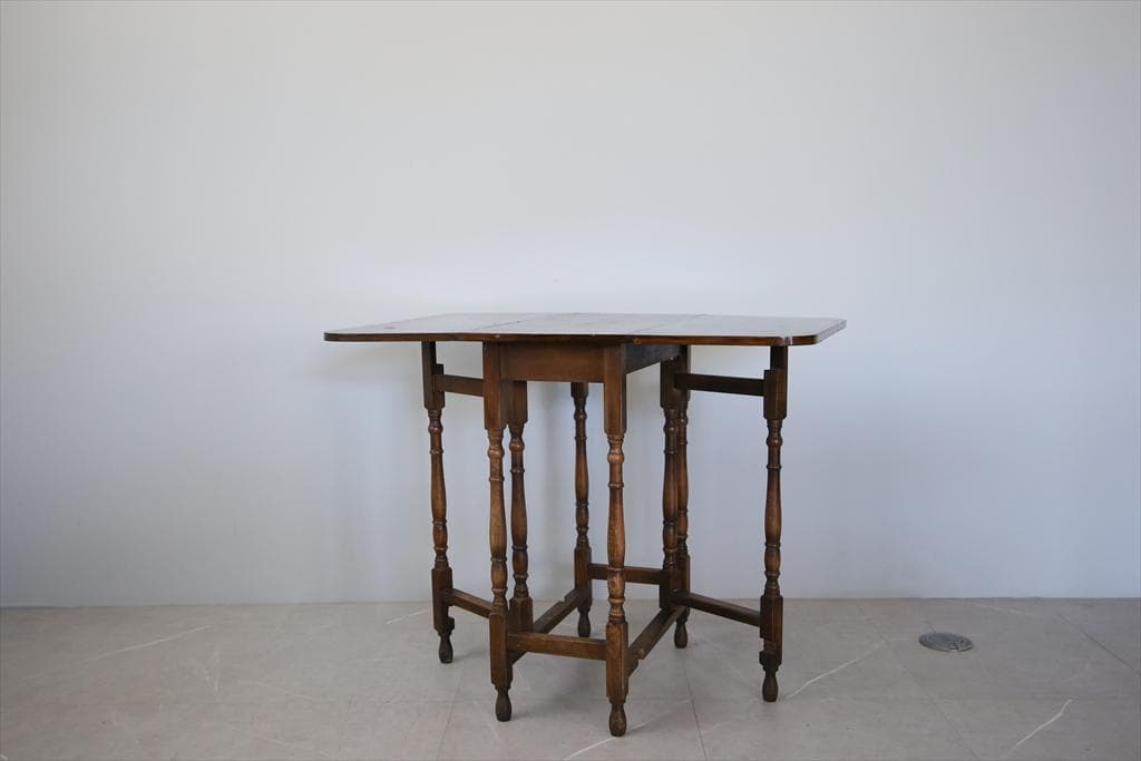 英国アンティーク木製ゲートレッグテーブル/ダイニング机バタフライ(89-251)