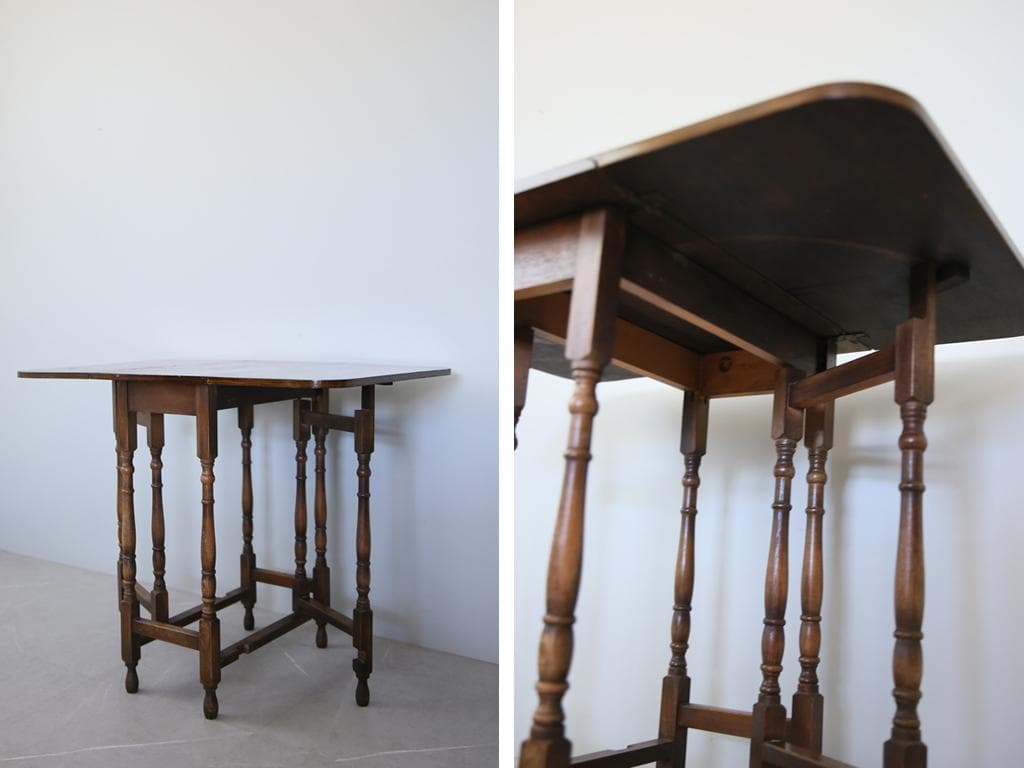 英国アンティーク木製ゲートレッグテーブル/ダイニング机バタフライ(89-251)