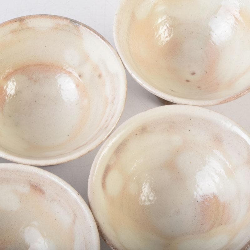 和食器 茶懐石 信楽焼 勝尾黎彦作 粉引 切高台 向付 五客 共箱 C 9016