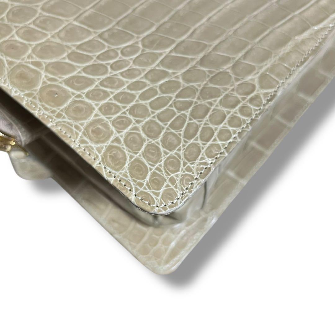 シャイニング クロコダイル フォーマル ハンドバッグ