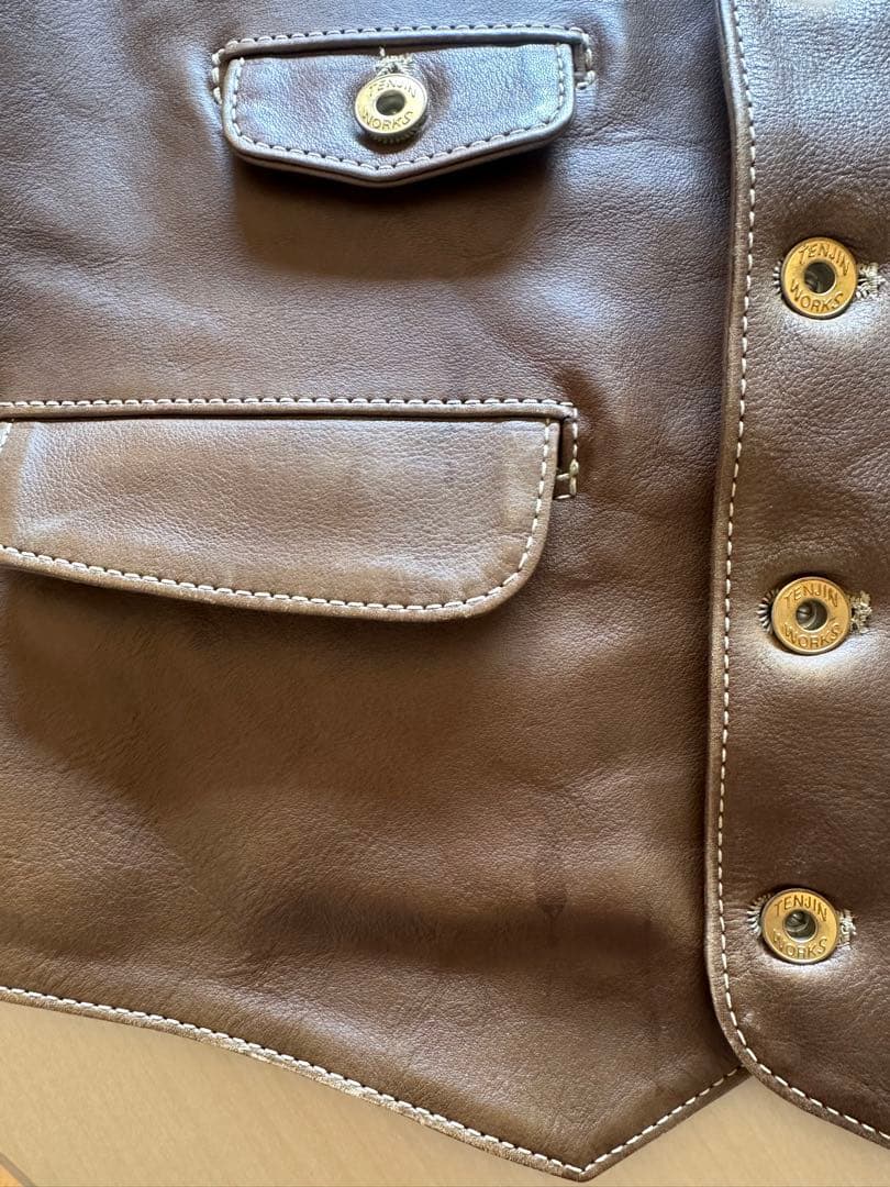 【年末年始限定値下げ】天神ワークス　レザーベストCV02 サイズ36(M相当)