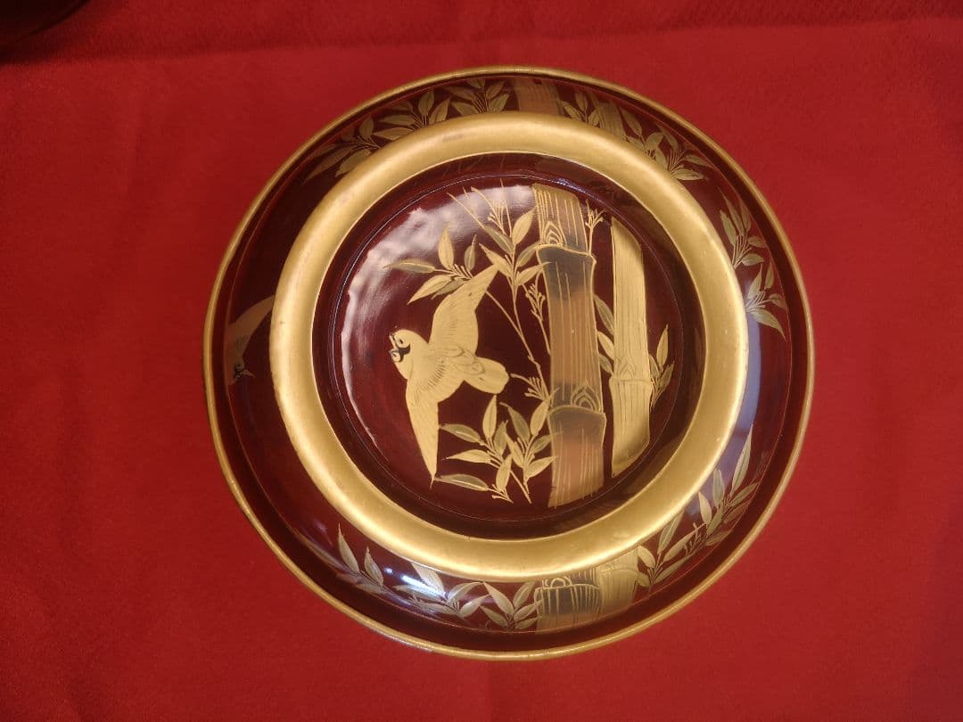 輪島塗 骨董 明治時代 漆器 お椀 汁椀 金彩 花鳥 竹 蒔絵 木