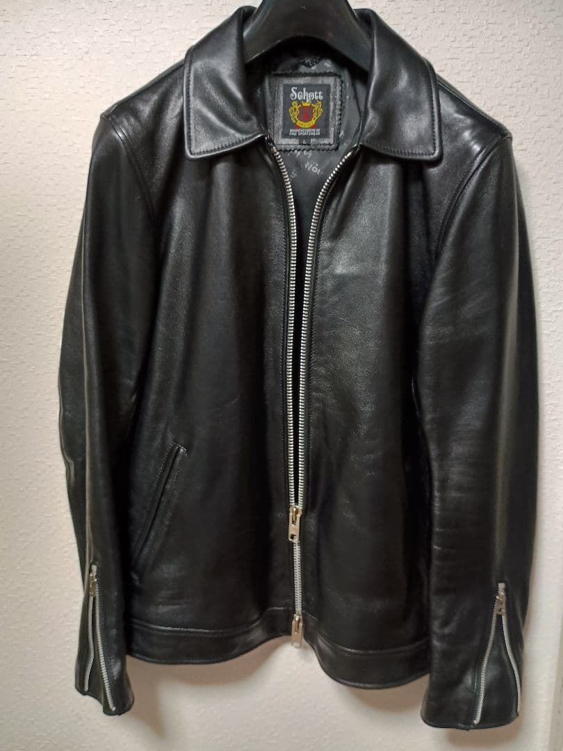 Schott ブラックレザー シングルライダースジャケット