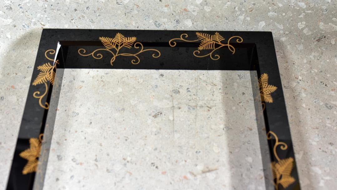 値下げ、塗師一斎作　松唐紋蒔絵炉縁【極上品】　囲炉裏/お茶道具