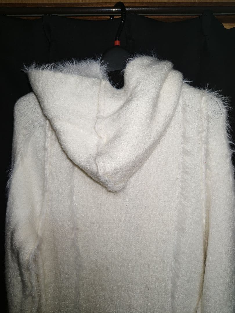 ホワイト フード付きファーコート civarize