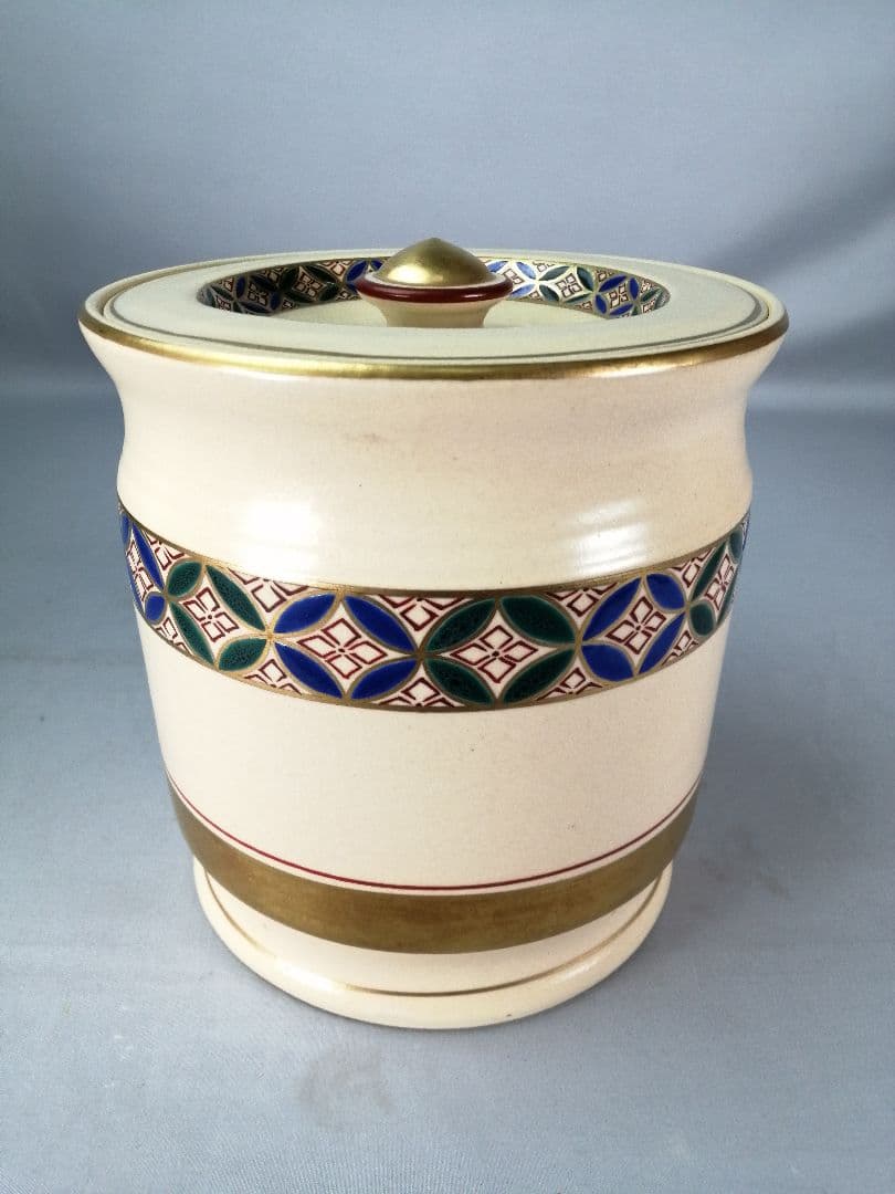 茶道具】高台寺窯陶楽造 仁清写華七宝紋皆具 水指