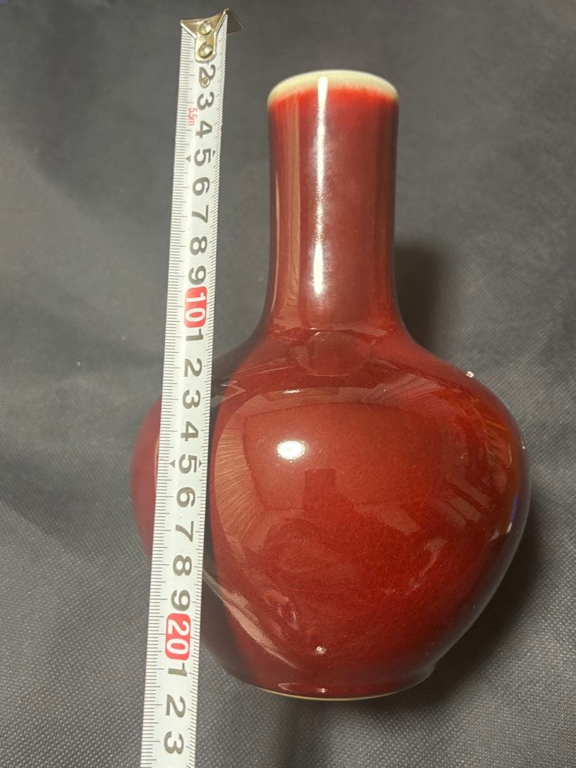 3様専用 中国古美術品 紅釉 天球瓶 花瓶 高さ約22cm